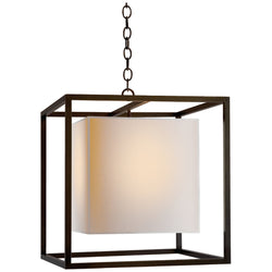 Eric Cohler Caged Medium Lantern in Bronze with Natural Paper Shade