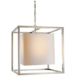 Eric Cohler Caged Medium Lantern in Polished Nickel with Natural Paper Shade