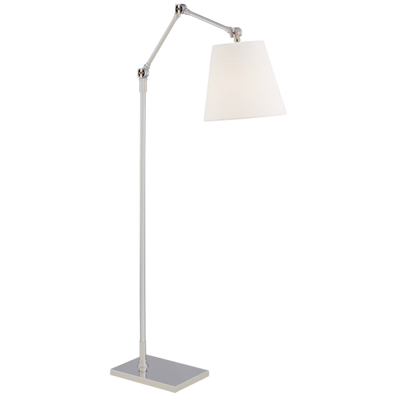 Suzanne Kasler Graves Articulating Floor Lamp in Polished Nickel with Linen Shade