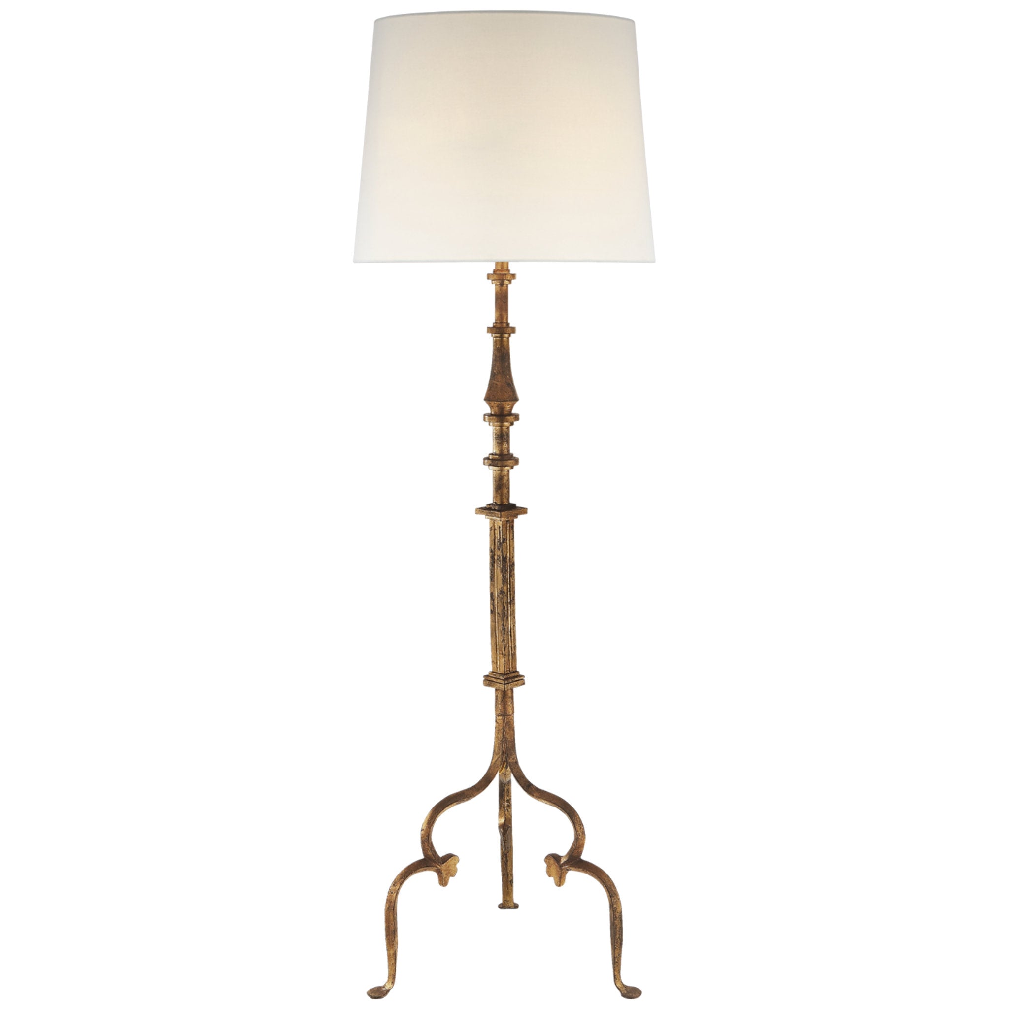 Suzanne Kasler Madeleine Floor Lamp in Gilded Iron with Linen Shade W21" x H66"