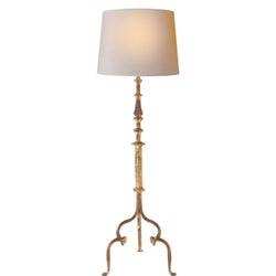 Suzanne Kasler Madeleine Floor Lamp in Gilded Iron with Natural Paper Shade