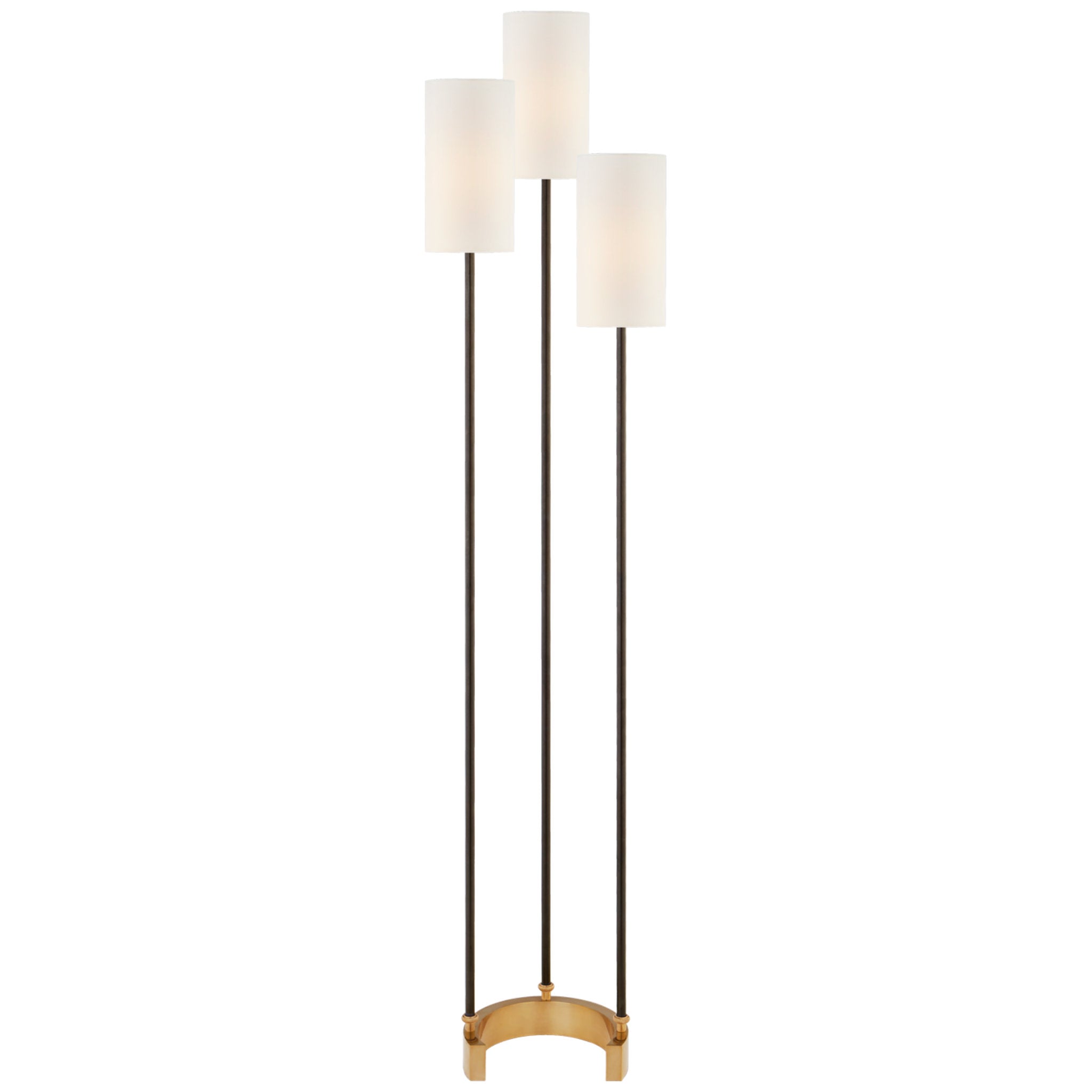 Suzanne Kasler Aimee Floor Lamp in Bronze and Hand-Rubbed Antique Brass with Linen Shades