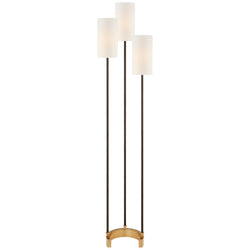 Suzanne Kasler Aimee Floor Lamp in Bronze and Hand-Rubbed Antique Brass with Linen Shades
