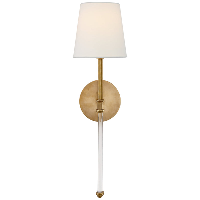 Suzanne Kasler Camille Sconce in Hand-Rubbed Antique Brass with Linen Shade