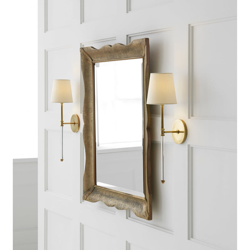 Suzanne Kasler Camille Sconce in Hand-Rubbed Antique Brass with Natural Paper Shade