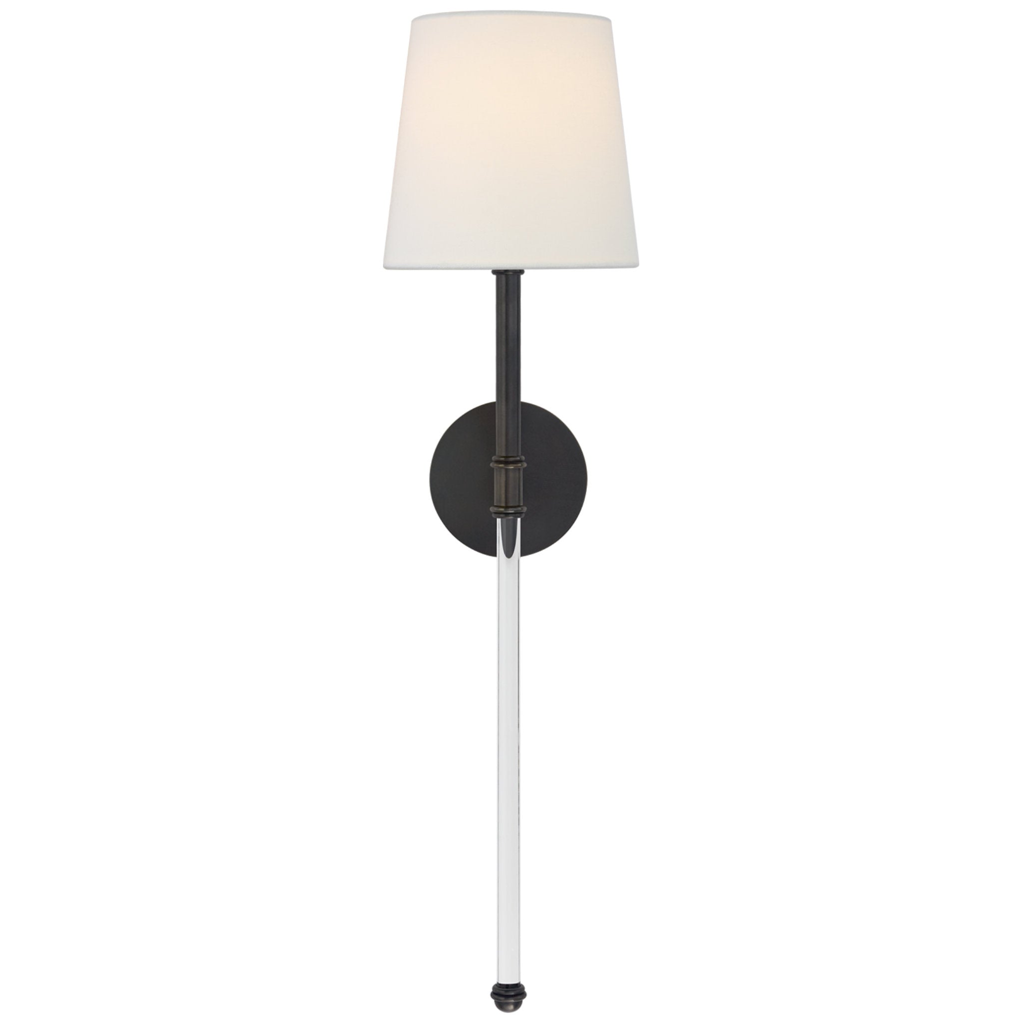 Suzanne Kasler Camille Large Tail Sconce in Bronze with Linen Shade Wall Light W7.5" x H29"