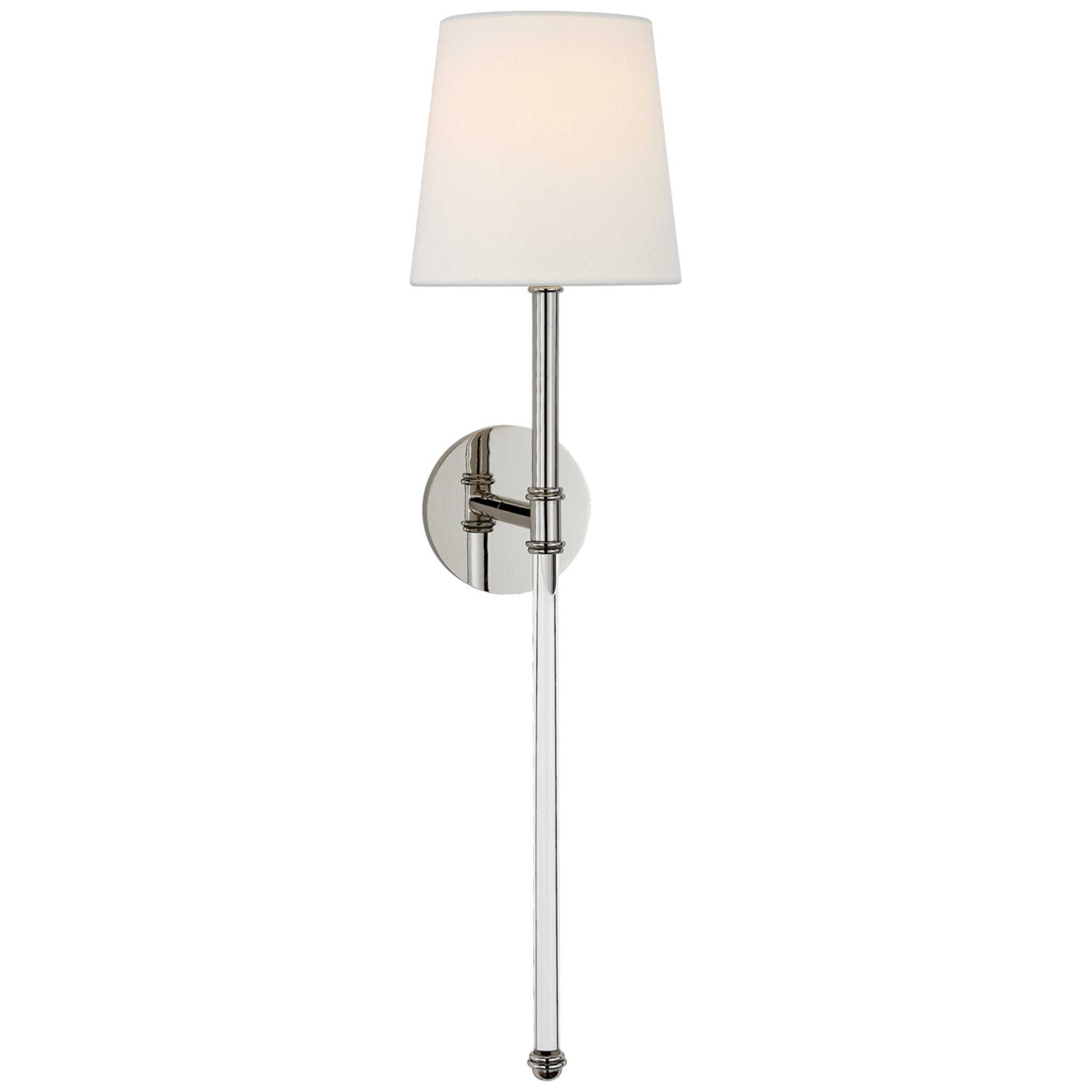 Suzanne Kasler Camille Large Tail Sconce in Polished Nickel with Linen Shade