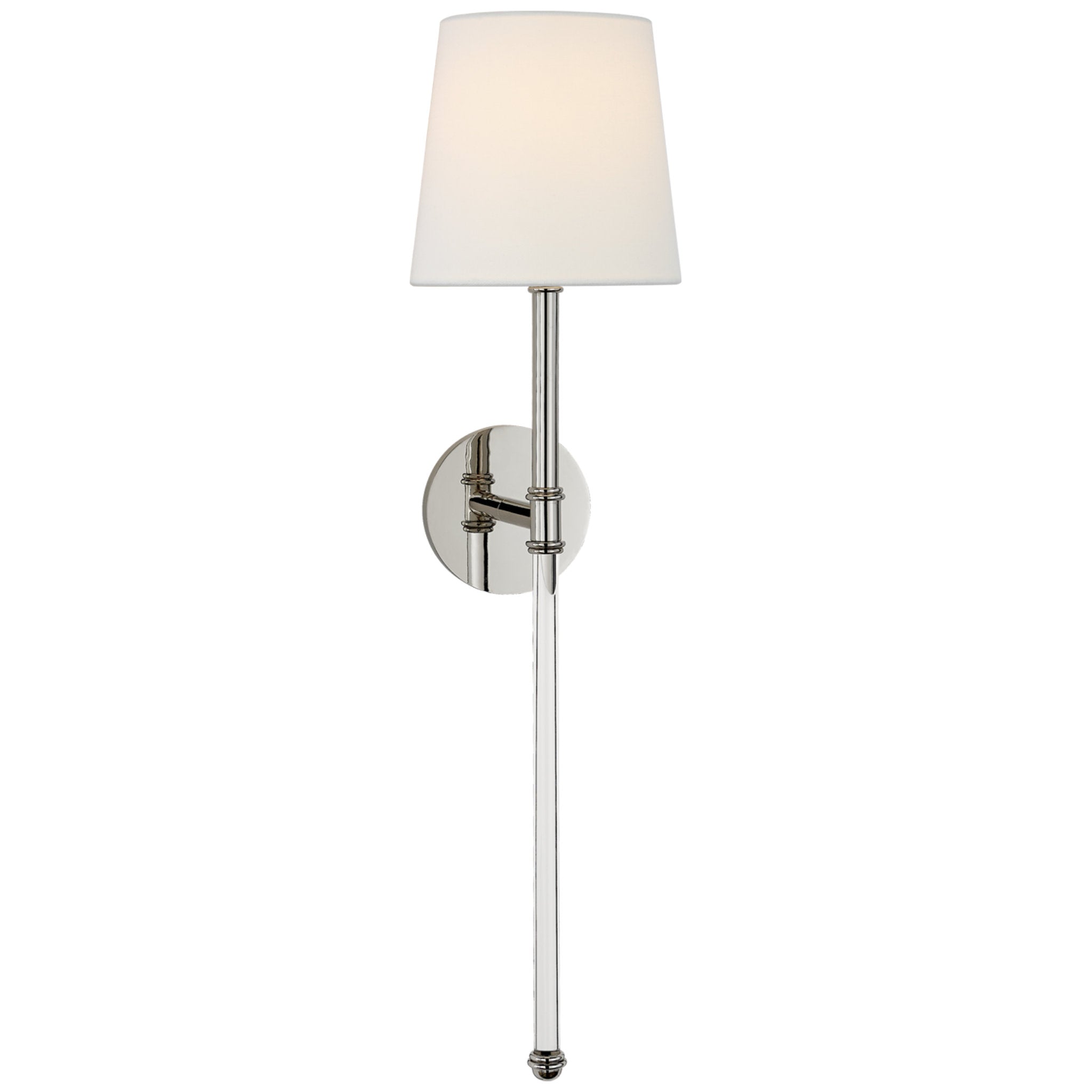 Suzanne Kasler Camille Large Tail Sconce in Polished Nickel with Linen Shade Wall Light W7.5" x H29"