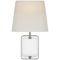 Suzanne Kasler Henri Framed Jewel Sconce in Crystal and Polished Nickel with Linen Shade