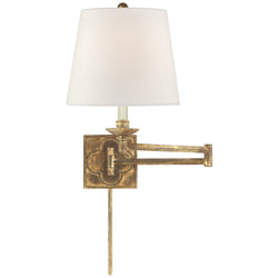 Suzanne Kasler Griffith Swing Arm in Gilded Iron with Linen Shade