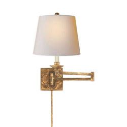 Suzanne Kasler Griffith Swing Arm in Gilded Iron with Natural Paper Shade