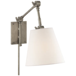 Suzanne Kasler Graves Pivoting Sconce in Antique Nickel with Linen Shade
