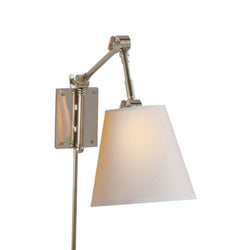 Suzanne Kasler Graves Pivoting Sconce in Polished Nickel with Natural Paper Shade