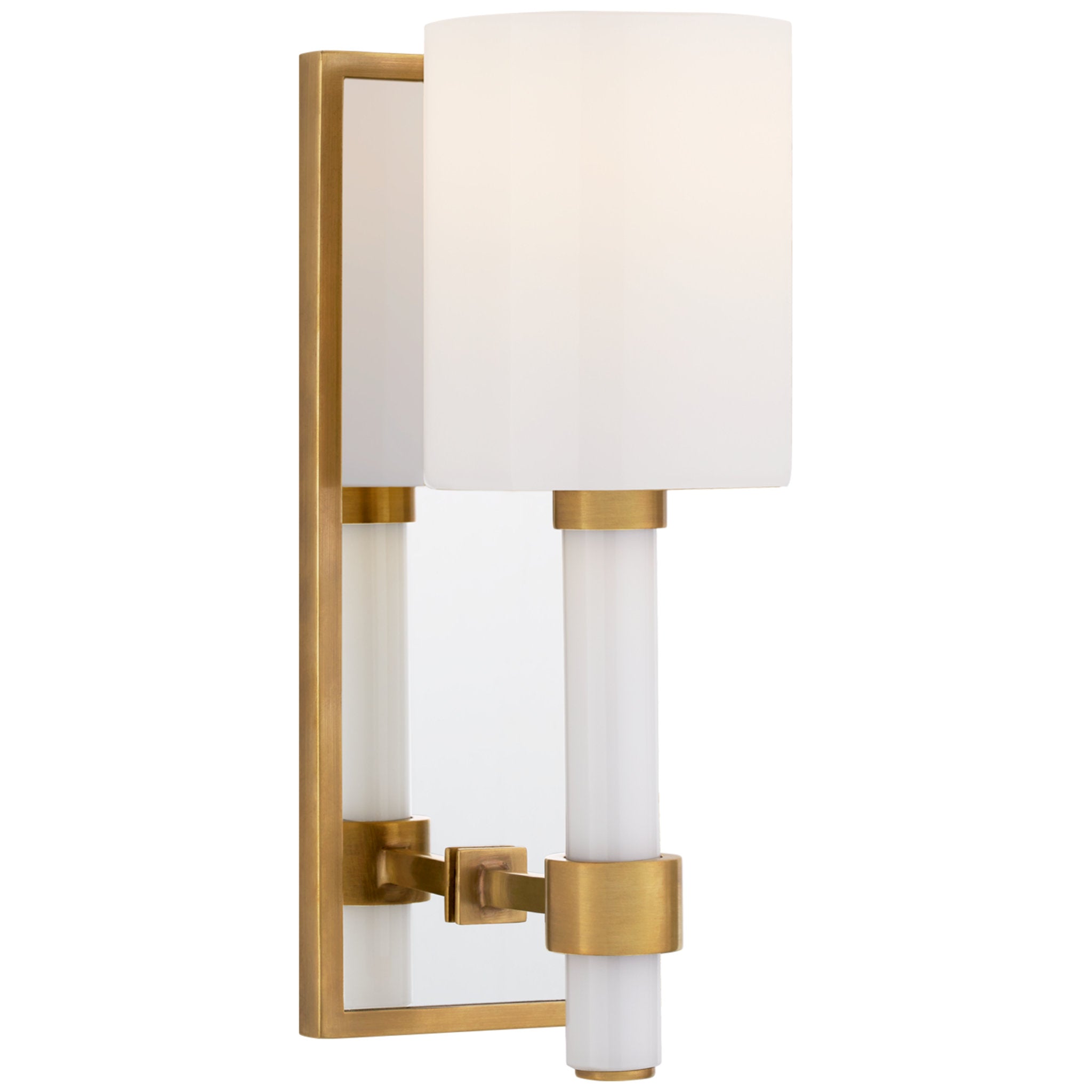 Suzanne Kasler Maribelle Single Sconce in Hand-Rubbed Antique Brass with White Glass