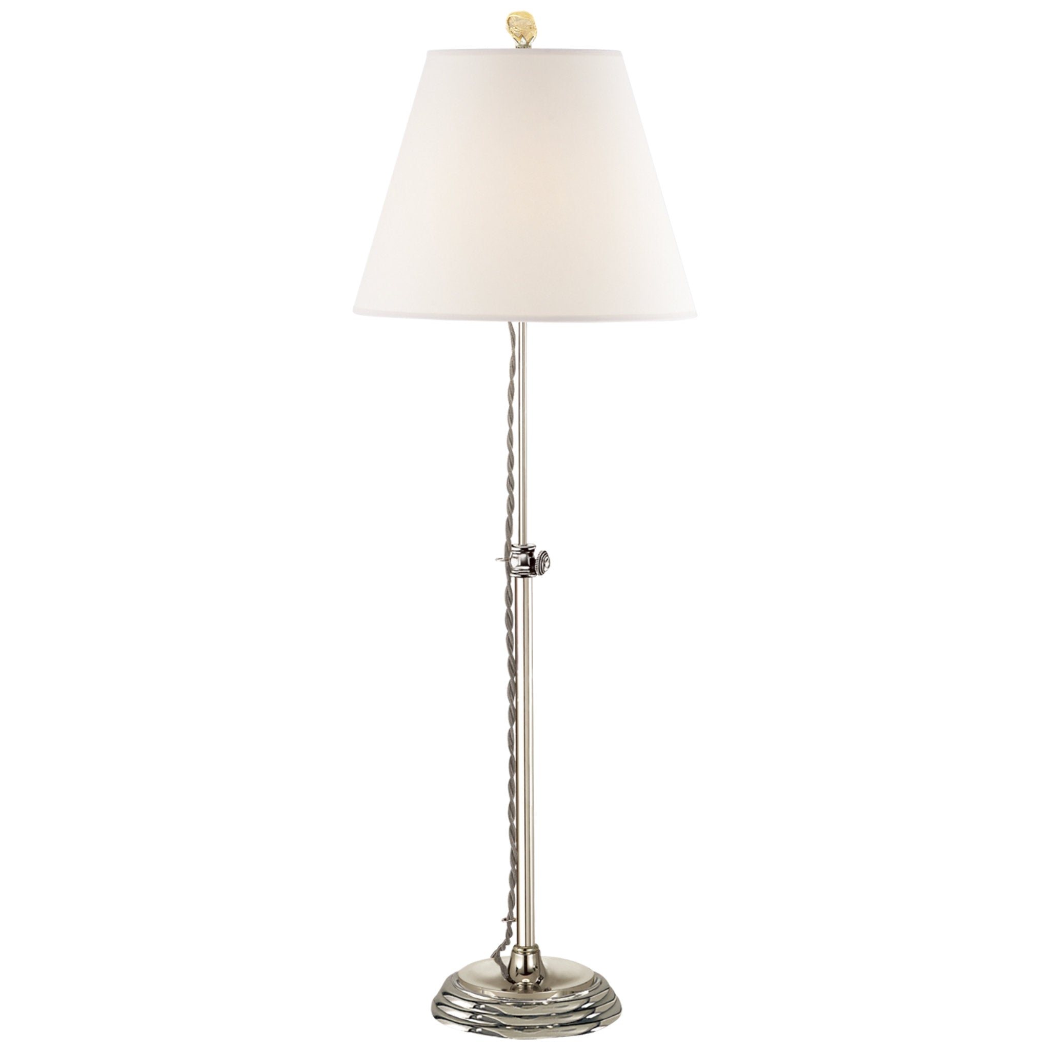 Suzanne Kasler Wyatt Accent Lamp in Polished Nickel with Linen Shade Table Lamp W9" x H20.5" - 30"