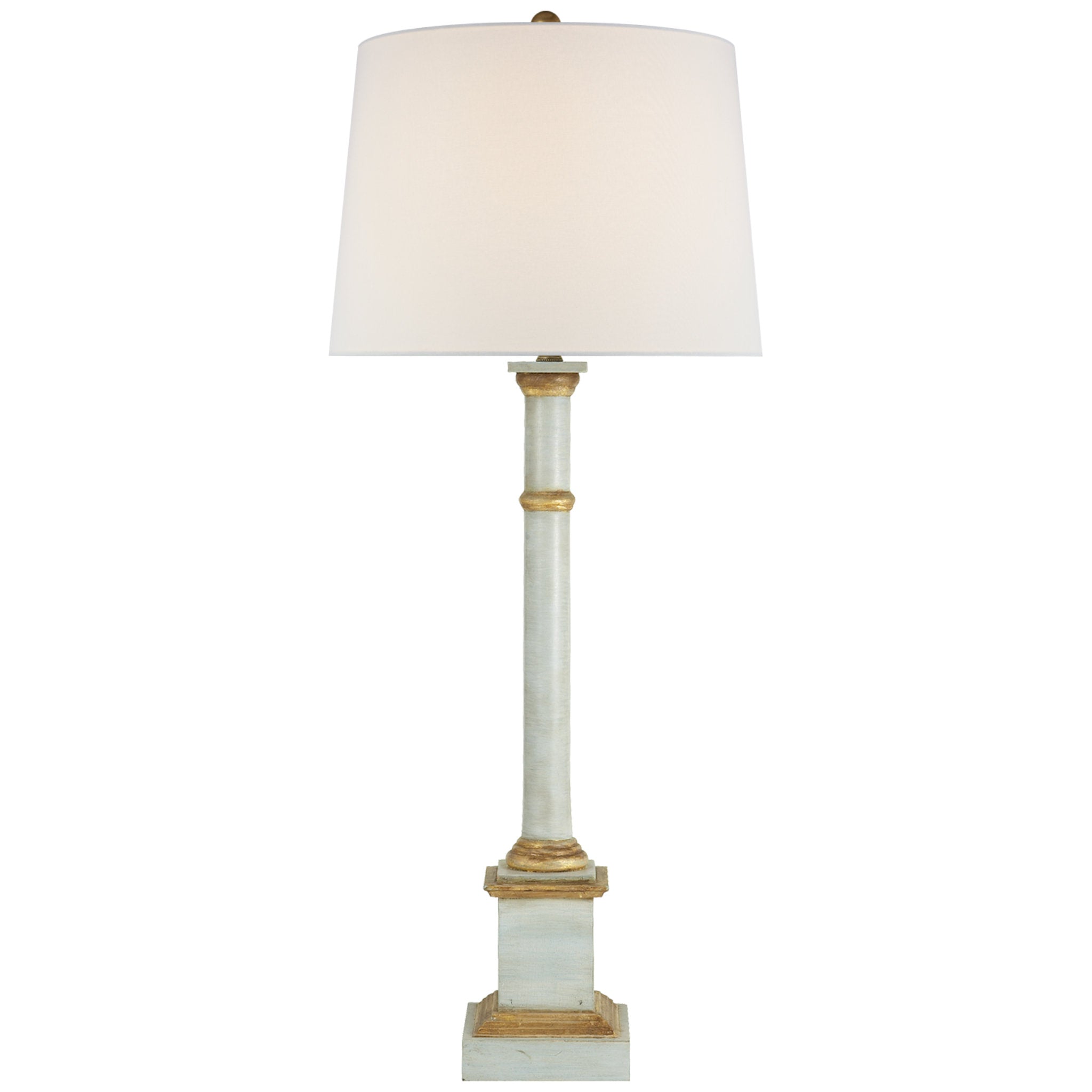 Suzanne Kasler Josephine Table Lamp in Light Blue with Antique Gold Leaf with Linen Shade