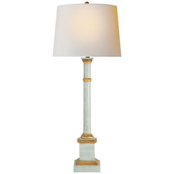Suzanne Kasler Josephine Table Lamp in Light Blue with Antique Gold Leaf with Natural Paper Shade