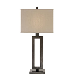 Suzanne Kasler Mod Tall Table Lamp in Aged Iron with Linen Shade