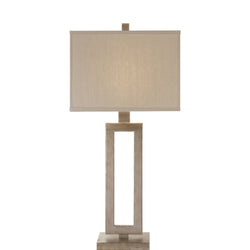 Suzanne Kasler Mod Tall Table Lamp in Burnished Silver Leaf with Linen Shade