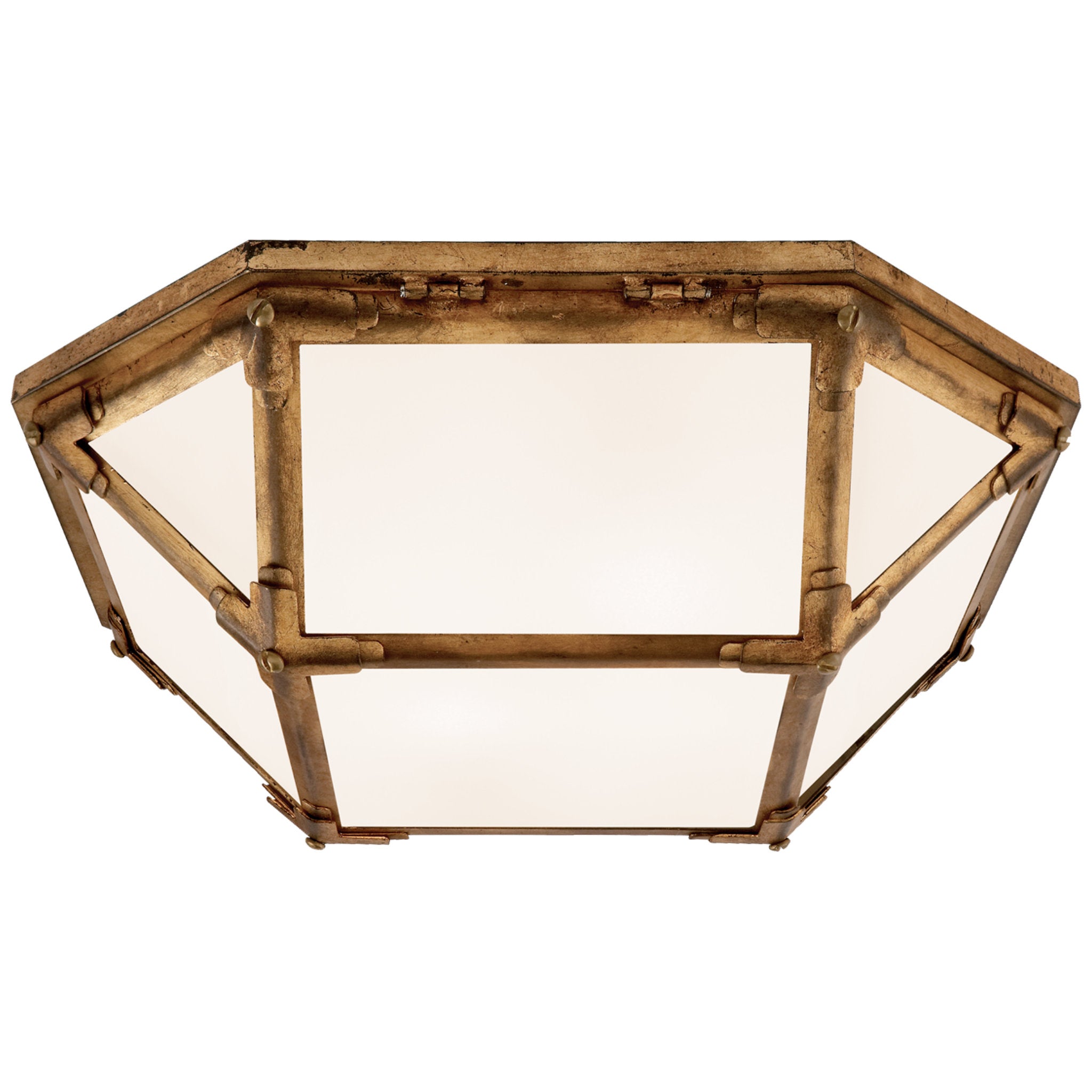 Suzanne Kasler Morris Flush Mount in Gilded Iron with White Glass