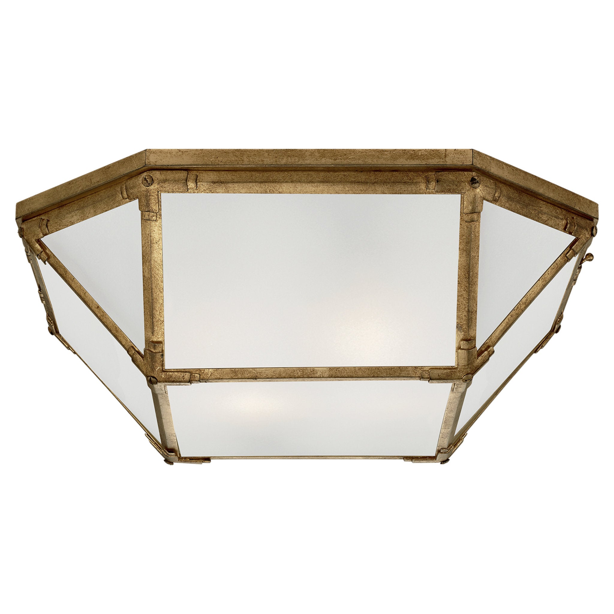Suzanne Kasler Morris Large Flush Mount in Gilded Iron with Frosted Glass