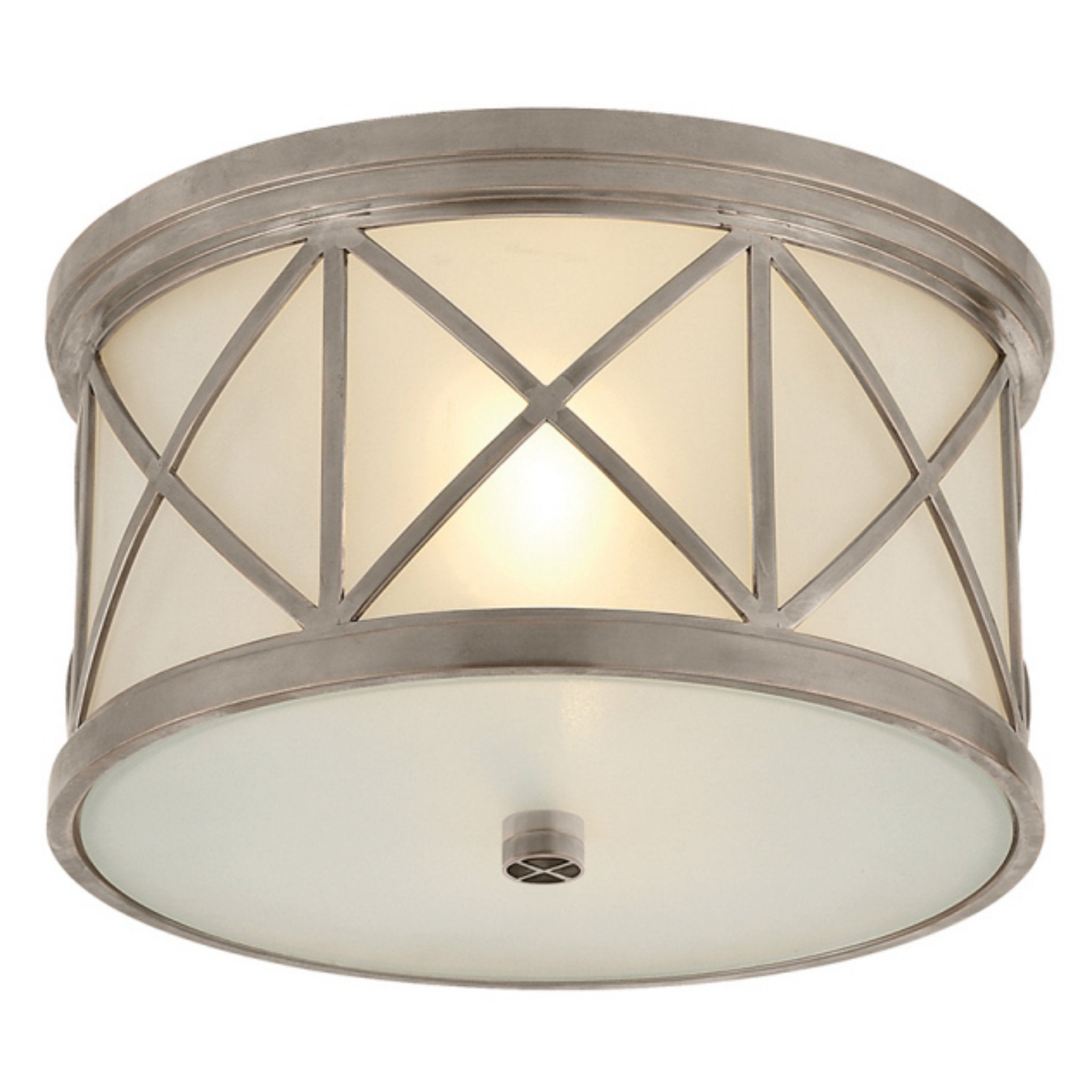 Suzanne Kasler Montpelier Small Flush Mount in Antique Nickel with Frosted Glass