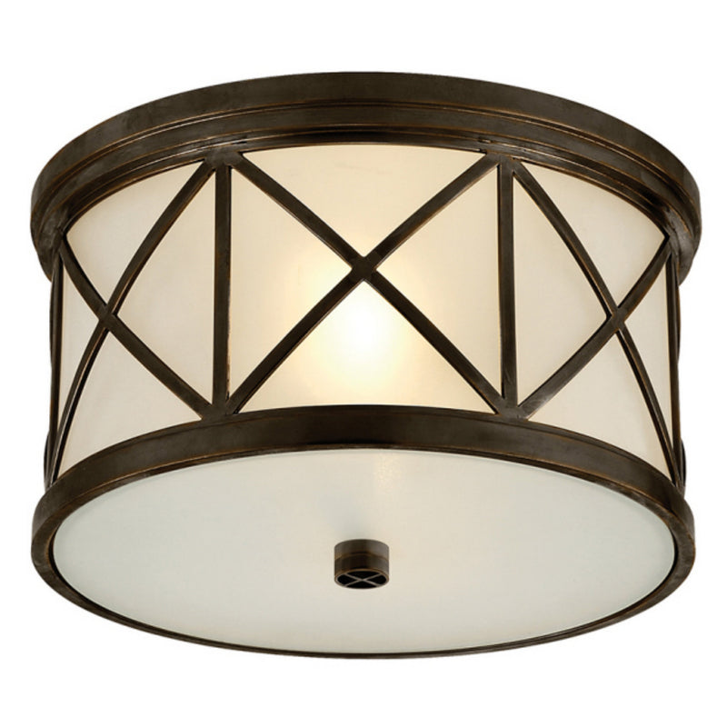 Suzanne Kasler Montpelier Small Flush Mount in Bronze with Frosted Glass