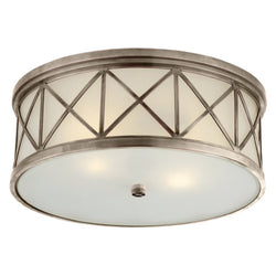 Suzanne Kasler Montpelier Large Flush Mount in Antique Nickel with Frosted Glass