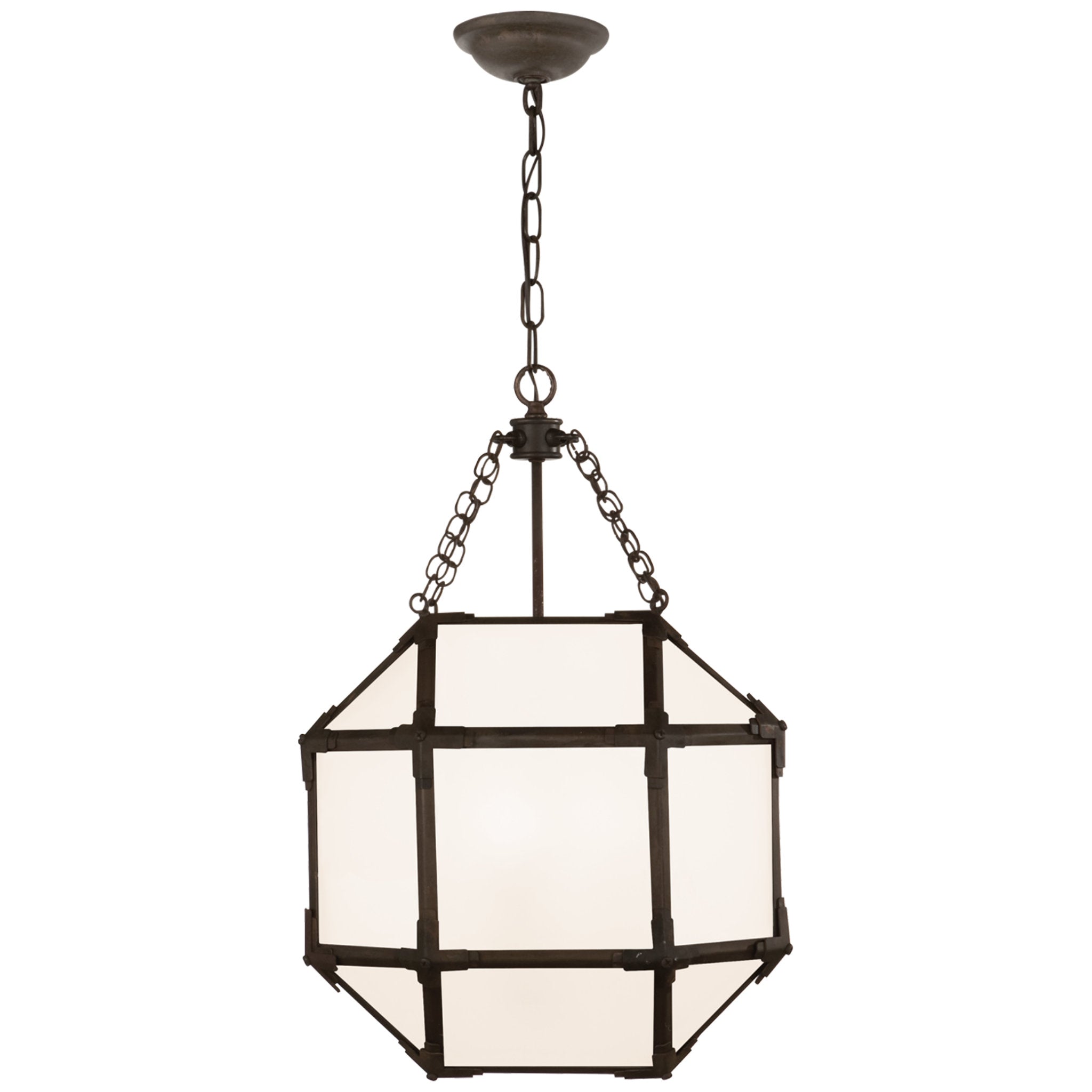 Suzanne Kasler Morris Small Lantern in Antique Zinc with White Glass