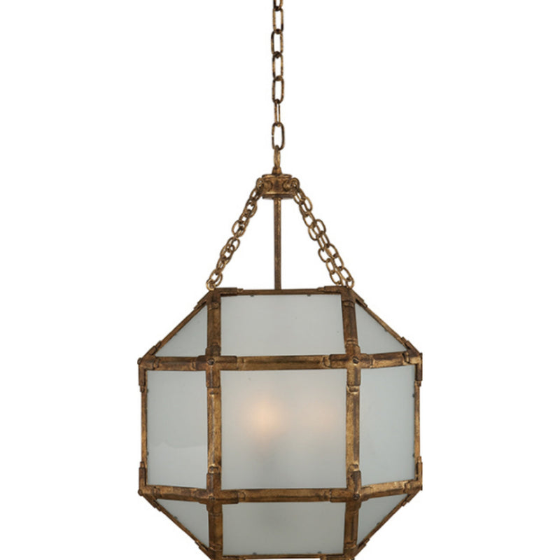 Suzanne Kasler Morris Small Lantern in Gilded Iron with Frosted Glass