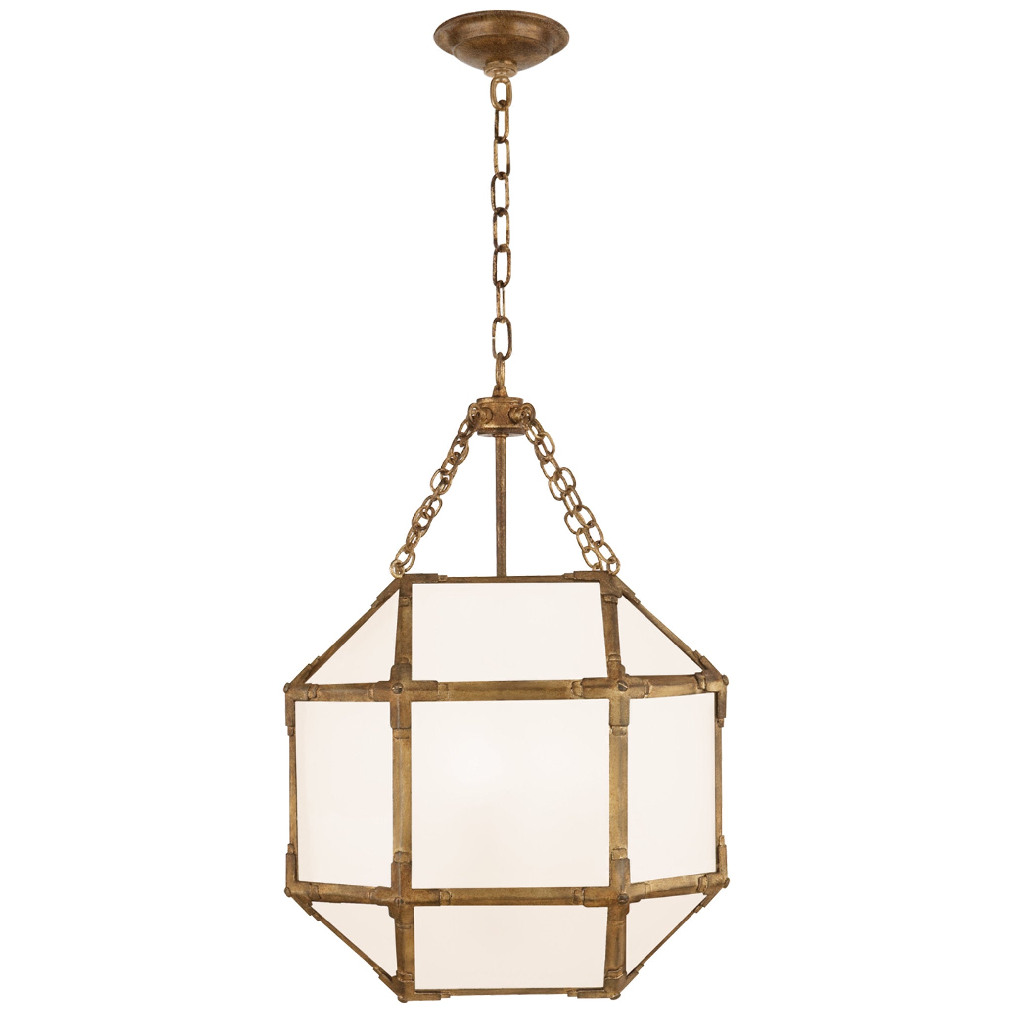 Suzanne Kasler Morris Small Lantern in Gilded Iron with White Glass