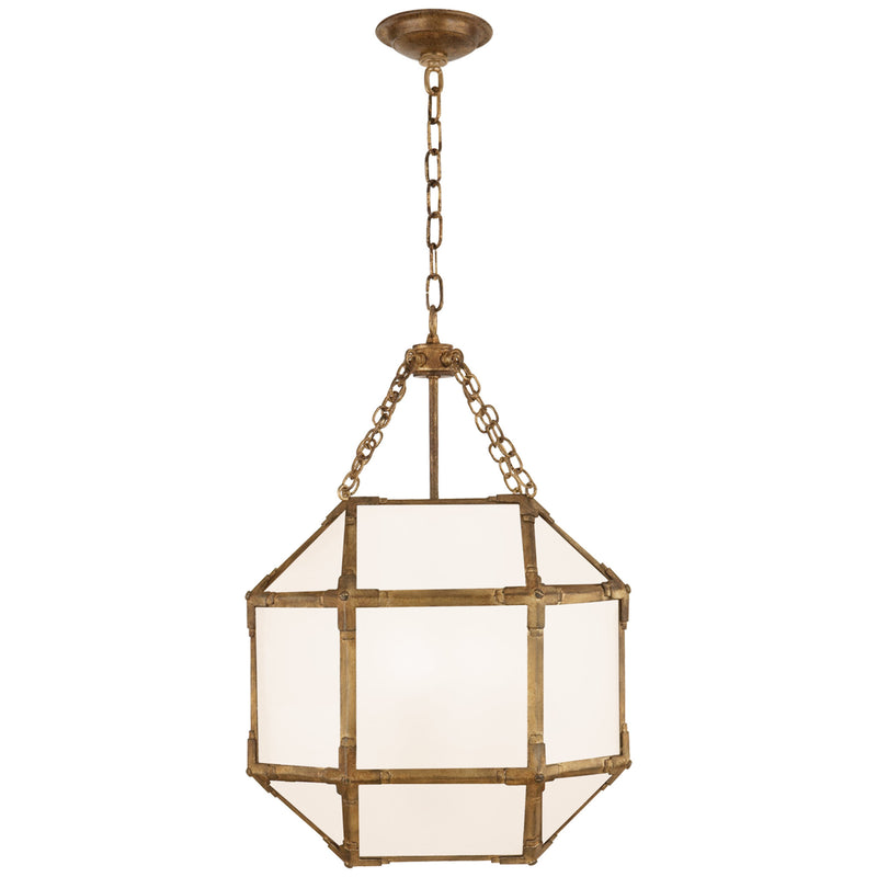 Suzanne Kasler Morris Small Lantern in Gilded Iron with White Glass
