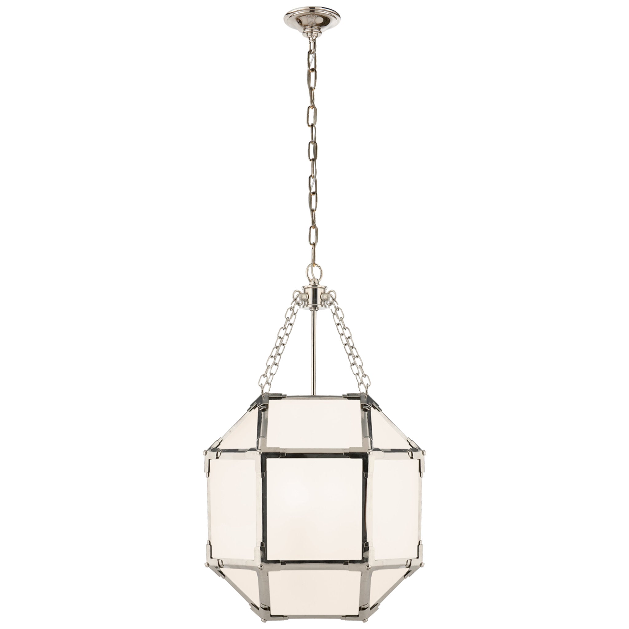 Suzanne Kasler Morris Small Lantern in Polished Nickel with White Glass