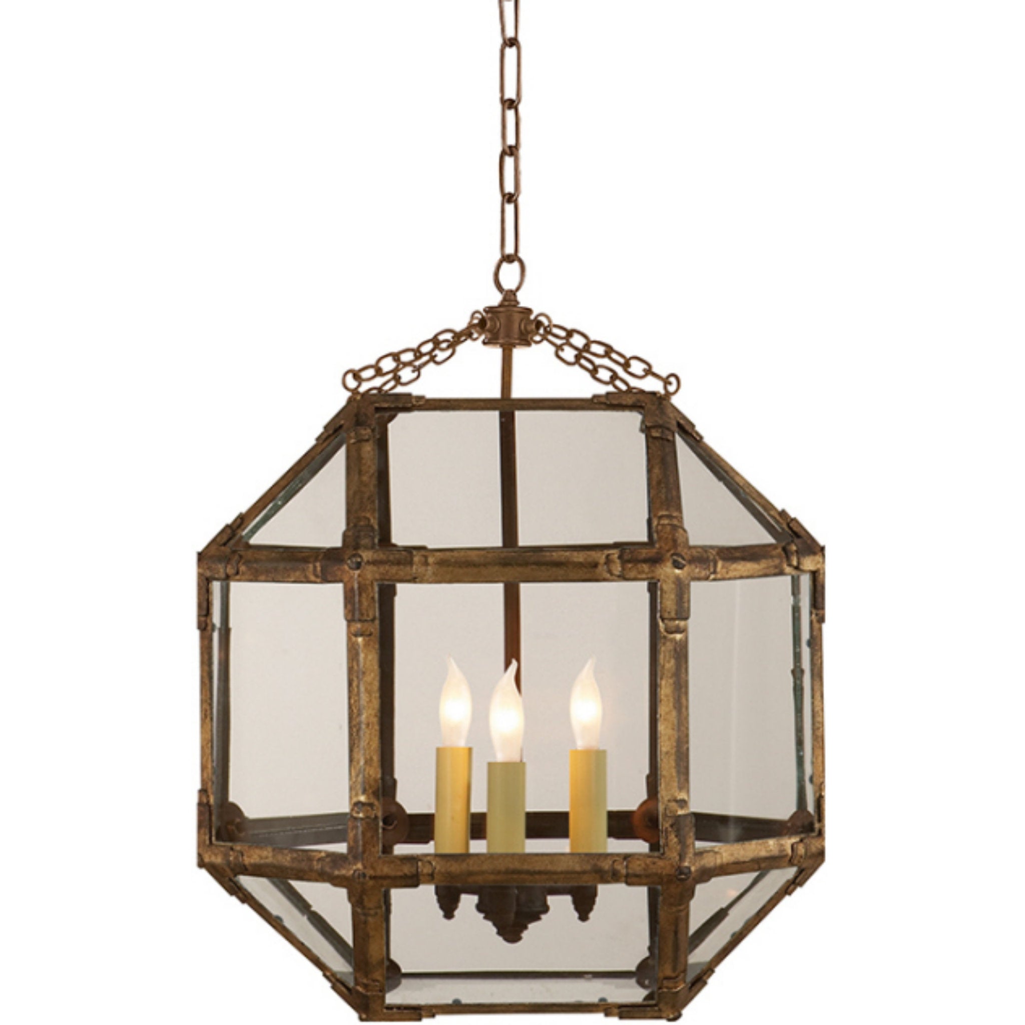 Suzanne Kasler Morris Medium Lantern in Gilded Iron with Clear Glass