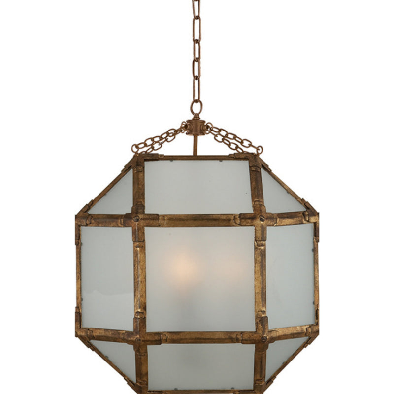 Visual Comfort Morris Medium Lantern, Gilded Iron / Clear Glass