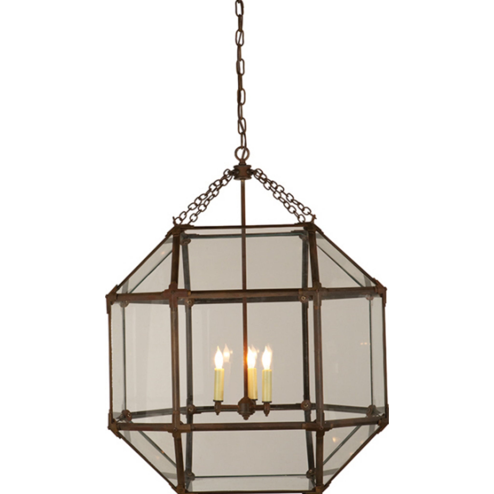 Suzanne Kasler Morris Large Lantern in Antique Zinc with Clear Glass