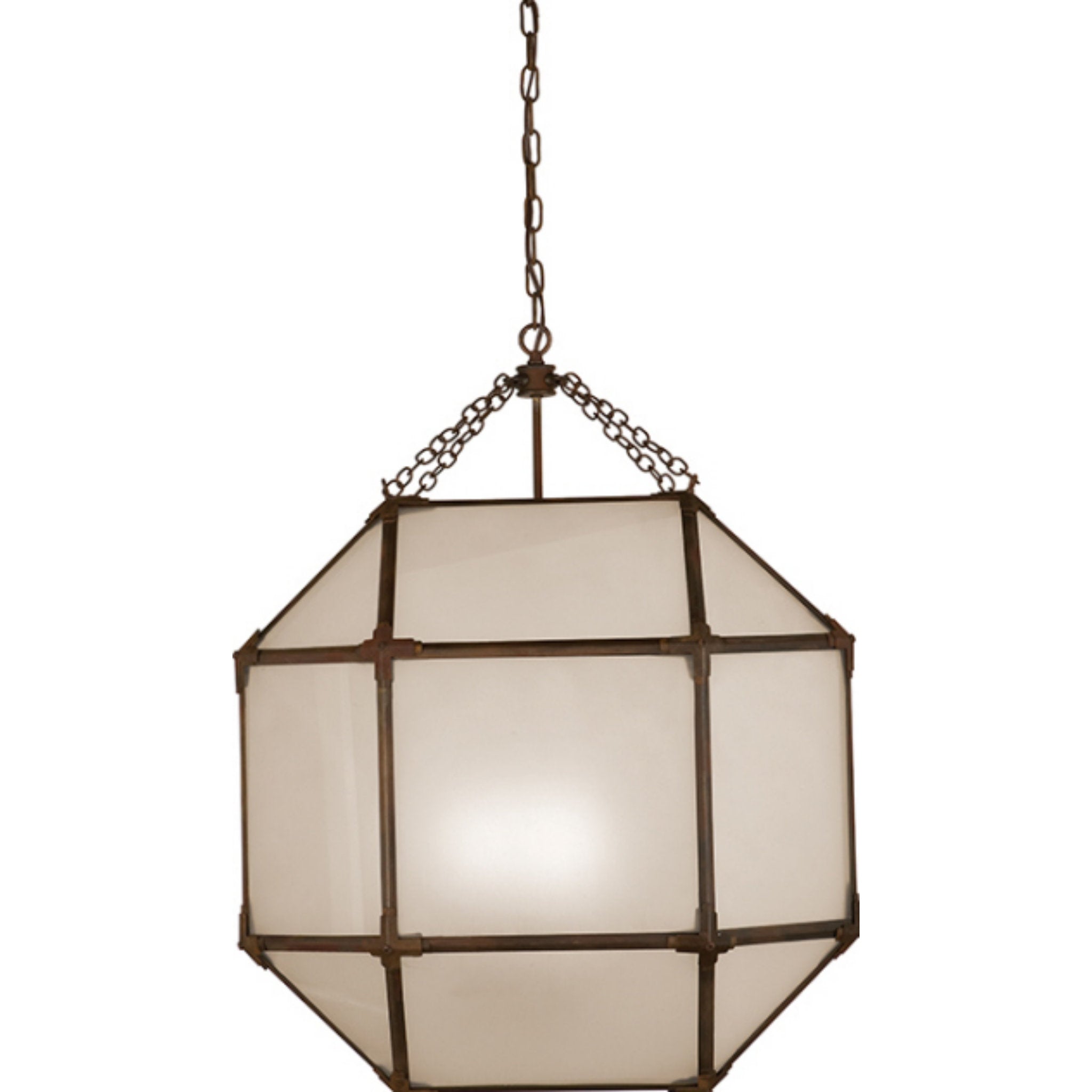 Suzanne Kasler Morris Large Lantern in Antique Zinc with Frosted Glass