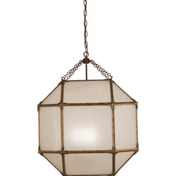 Suzanne Kasler Morris Large Lantern in Gilded Iron with Frosted Glass