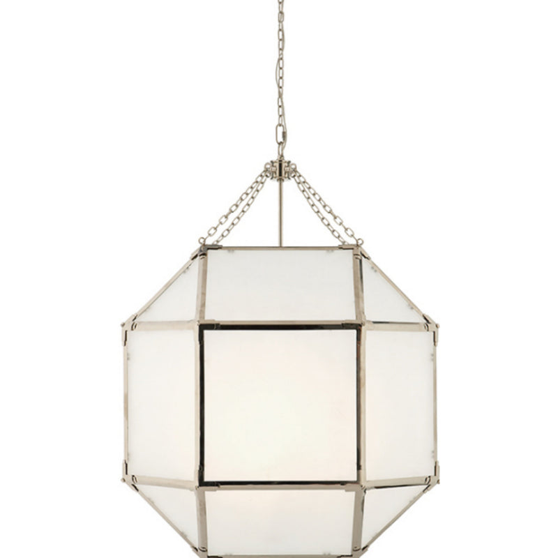 Suzanne Kasler Morris Large Lantern in Polished Nickel with Frosted Glass