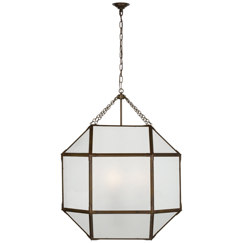 Suzanne Kasler Morris Grande Lantern in Antique Zinc with Frosted Glass