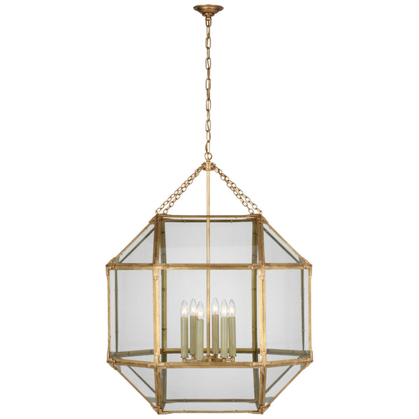 Suzanne Kasler Morris Grande Lantern in Gilded Iron with Clear 