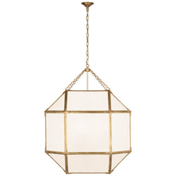 Suzanne Kasler Morris Grande Lantern in Gilded Iron with White Glass