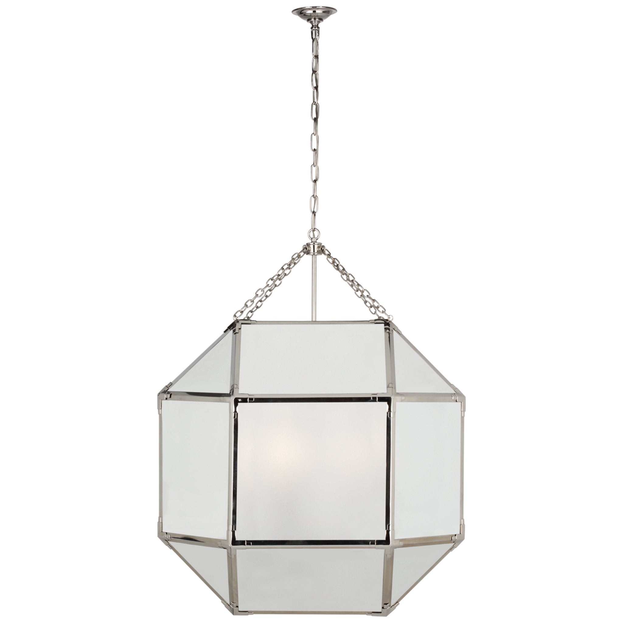Suzanne Kasler Morris Grande Lantern in Polished Nickel with Frosted Glass