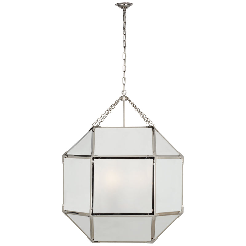 Suzanne Kasler Morris Grande Lantern in Polished Nickel with Frosted Glass