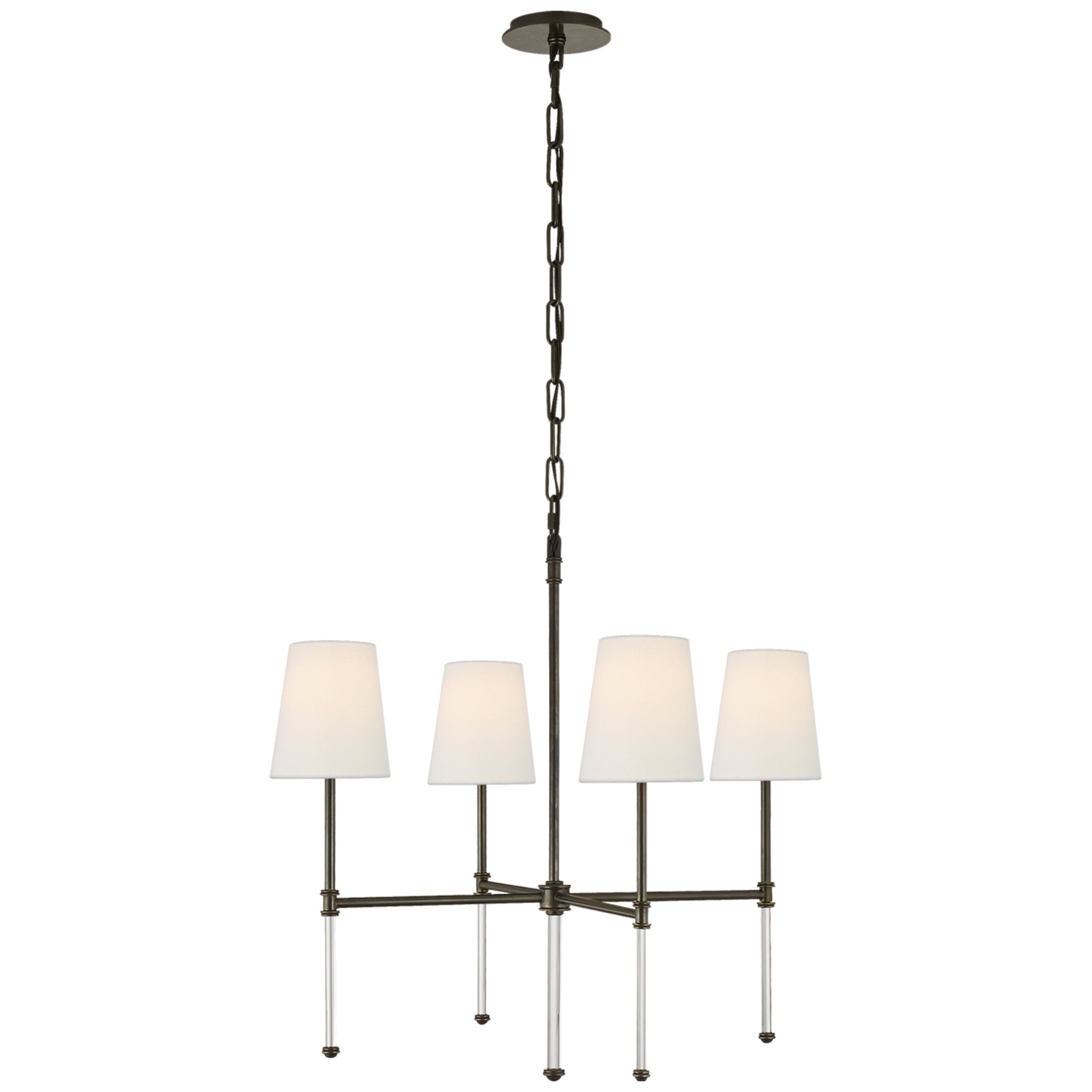 Suzanne Kasler Camille Small Chandelier in Bronze with Linen Shades