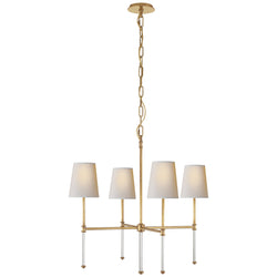 Suzanne Kasler Camille Small Chandelier in Hand-Rubbed Antique Brass with Natural Paper Shades