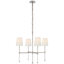 Suzanne Kasler Camille Small Chandelier in Polished Nickel with Linen Shades