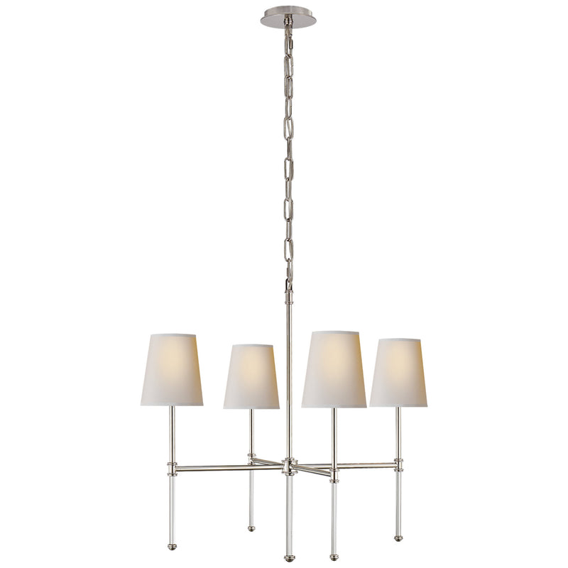 Suzanne Kasler Camille Small Chandelier in Polished Nickel with Natural Paper Shades