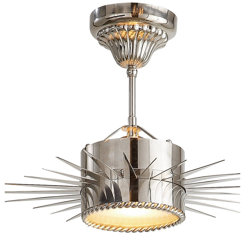 Suzanne Kasler Soleil Small Semi-Flush in Polished Nickel with Frosted Glass
