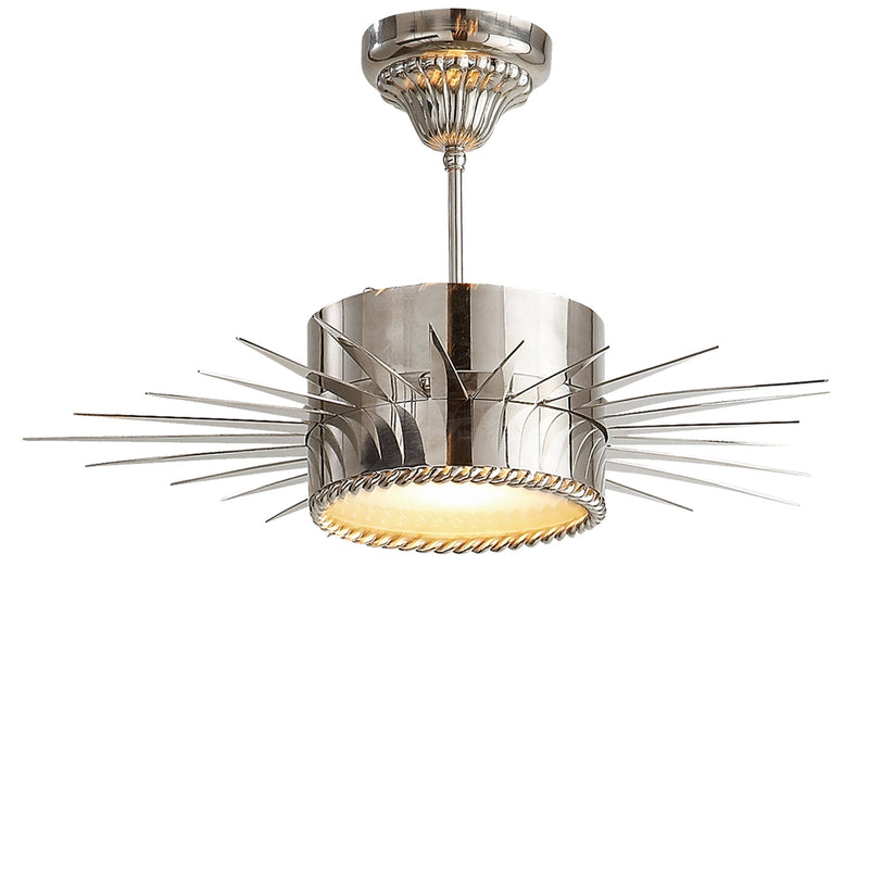 Suzanne Kasler Soleil Medium Semi-Flush in Polished Nickel with Frosted Glass